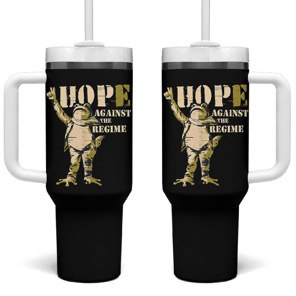 Stencil Protest Frog Tumbler With Handle Hope Against the Regime Portland Inflatable Resistance - Wonder Print Shop