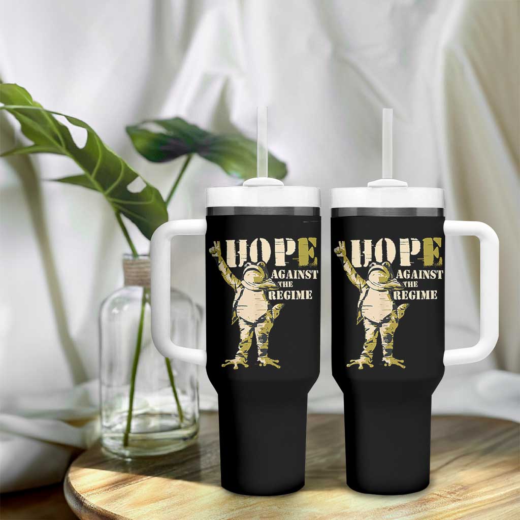 Stencil Protest Frog Tumbler With Handle Hope Against the Regime Portland Inflatable Resistance - Wonder Print Shop