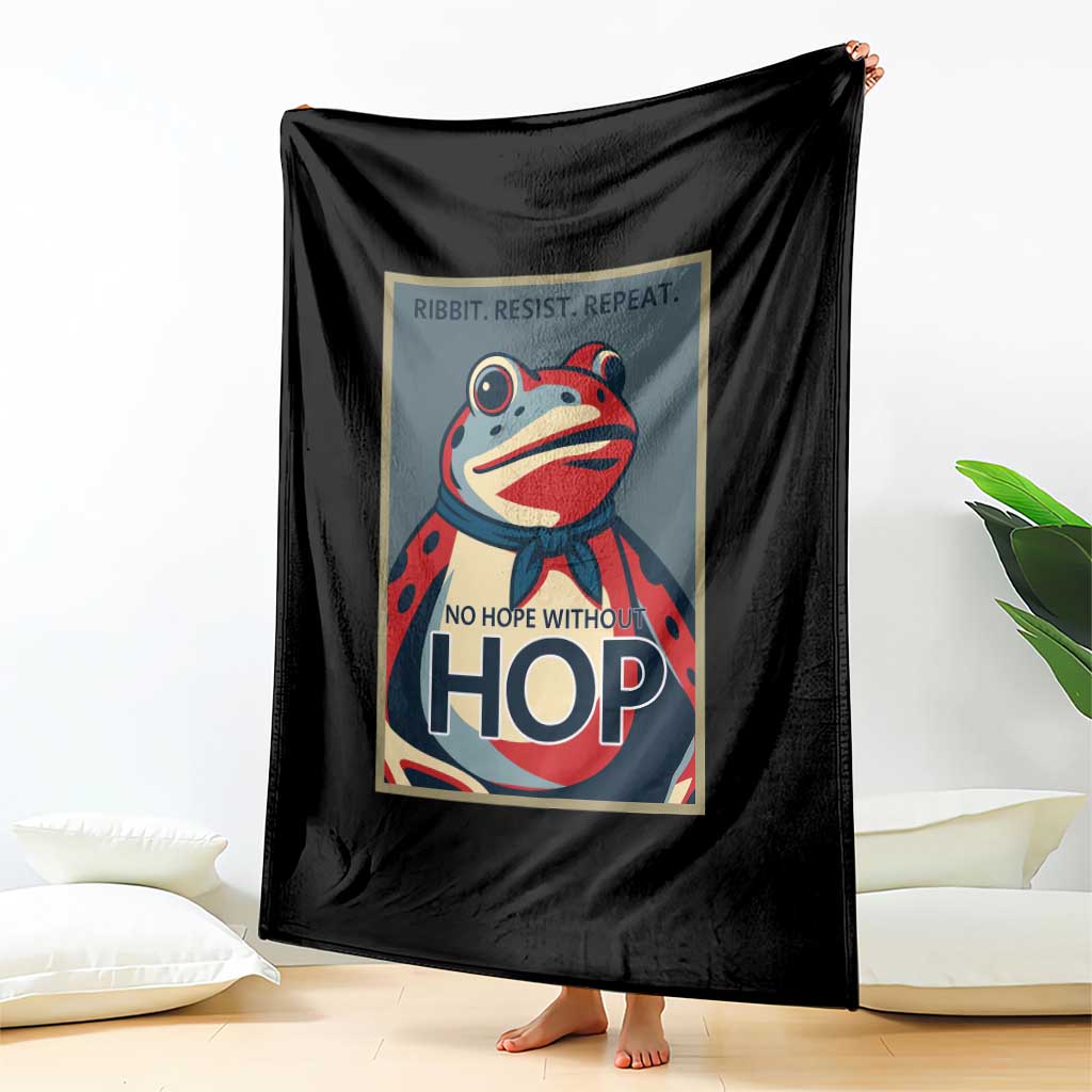 No Hope Without Hop Throw Blanket Ribbit Resist Repeat Resistance Frog Protest Pop Art Graphic - Wonder Print Shop