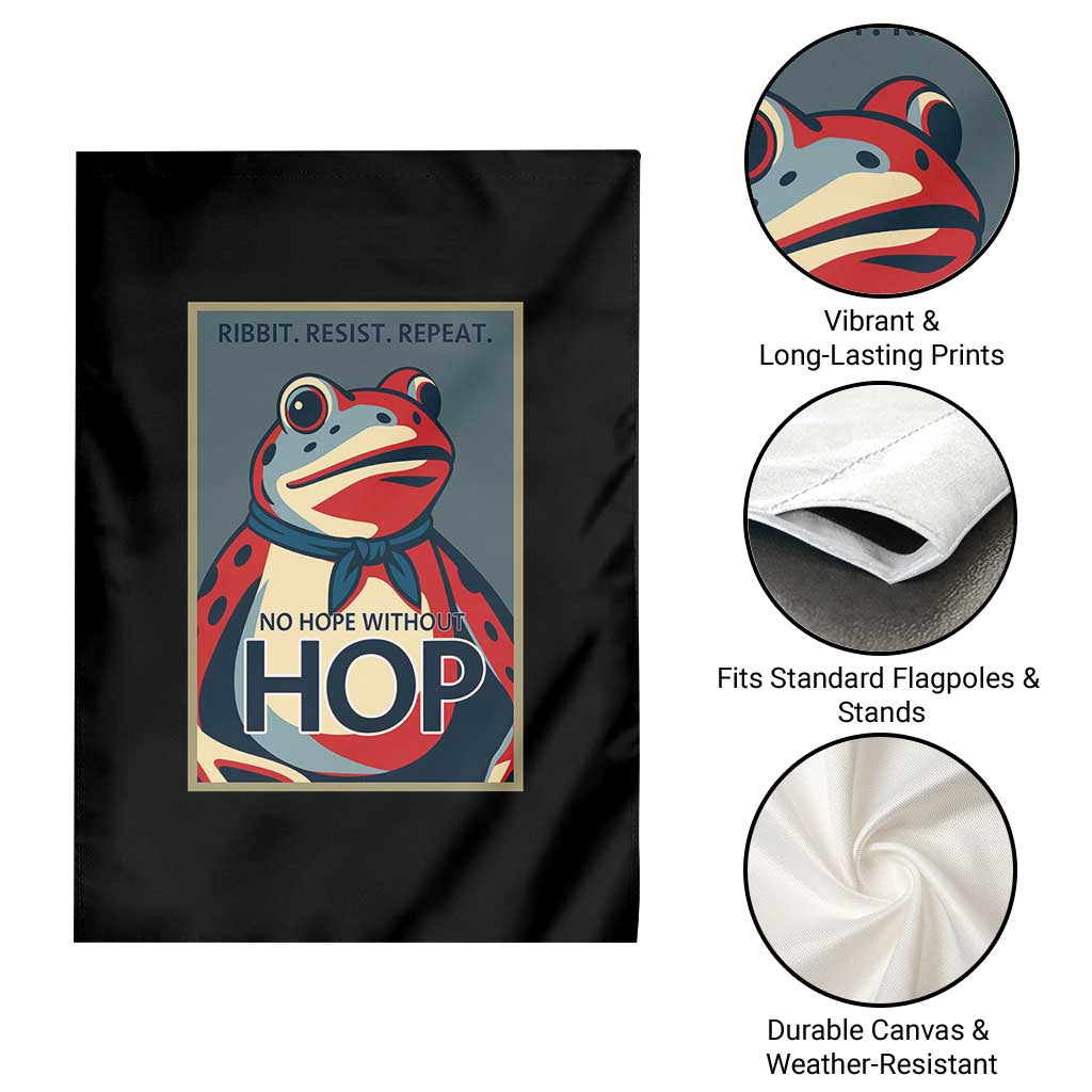 No Hope Without Hop Garden Flag Ribbit Resist Repeat Resistance Frog Protest Pop Art Graphic - Wonder Print Shop