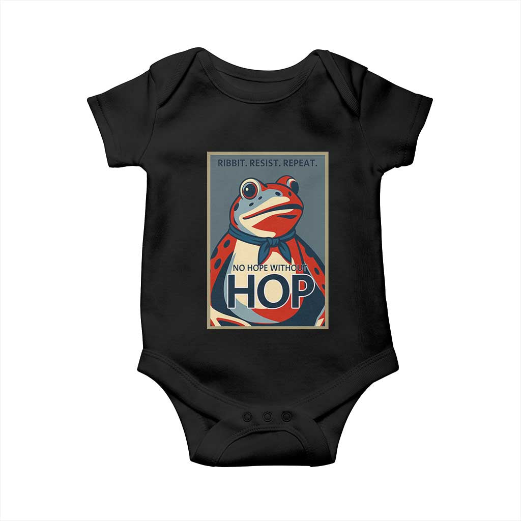 No Hope Without Hop Baby Onesie Ribbit Resist Repeat Resistance Frog Protest Pop Art Graphic - Wonder Print Shop
