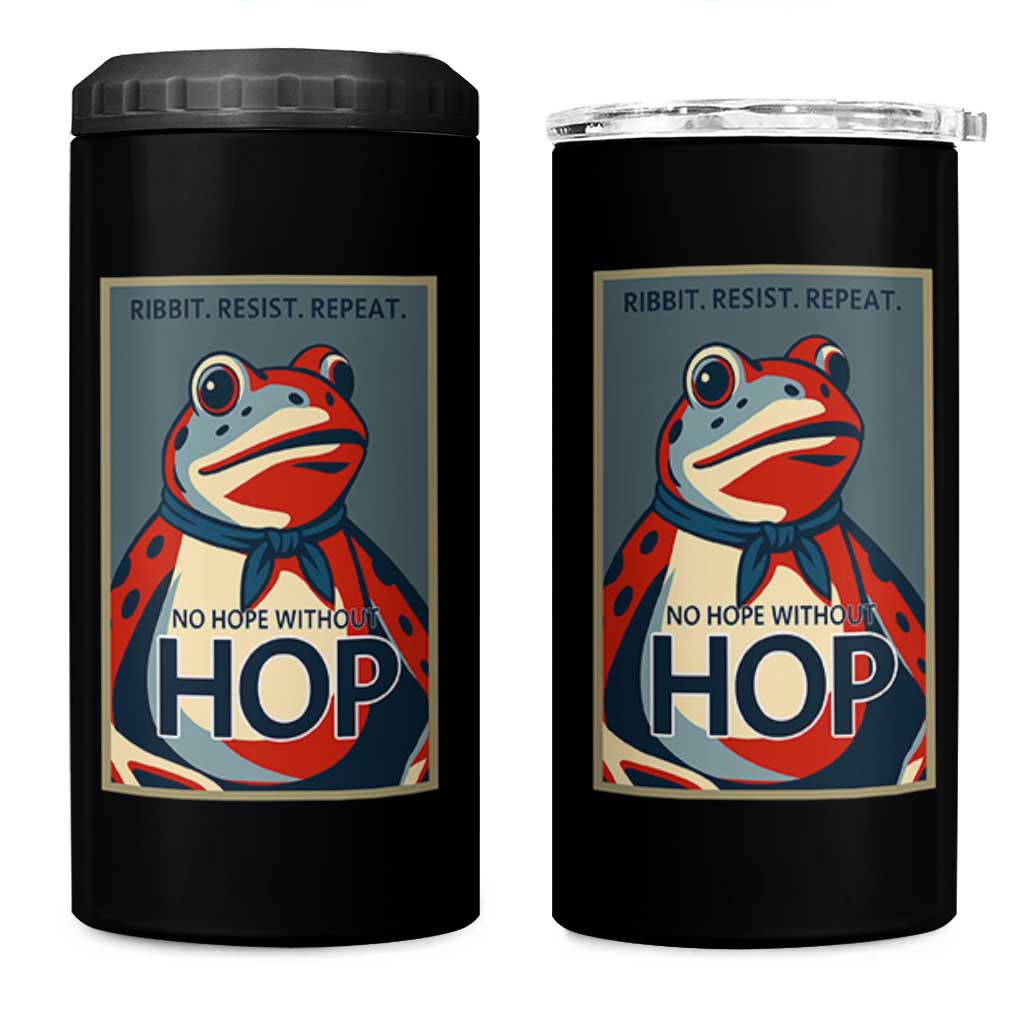 No Hope Without Hop 4 in 1 Can Cooler Tumbler Ribbit Resist Repeat Resistance Frog Protest Pop Art Graphic - Wonder Print Shop