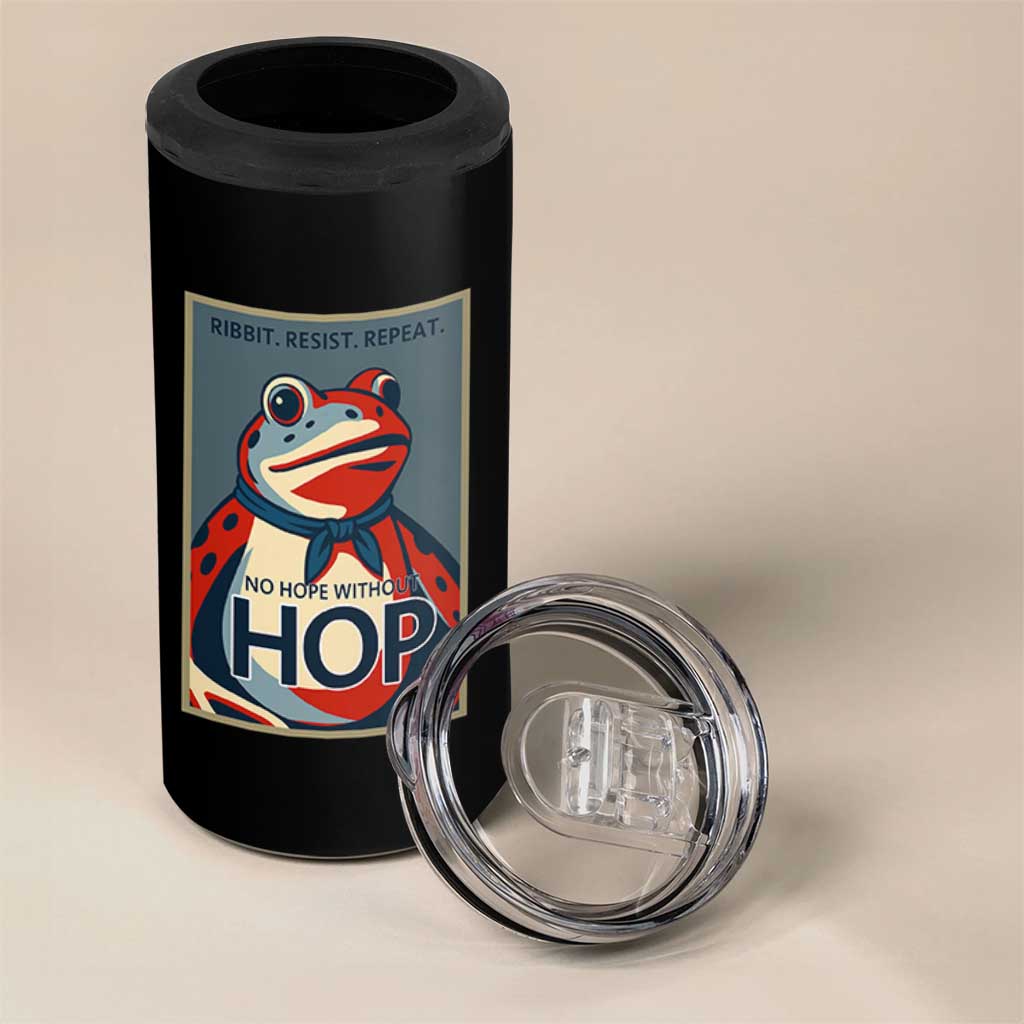 No Hope Without Hop 4 in 1 Can Cooler Tumbler Ribbit Resist Repeat Resistance Frog Protest Pop Art Graphic - Wonder Print Shop