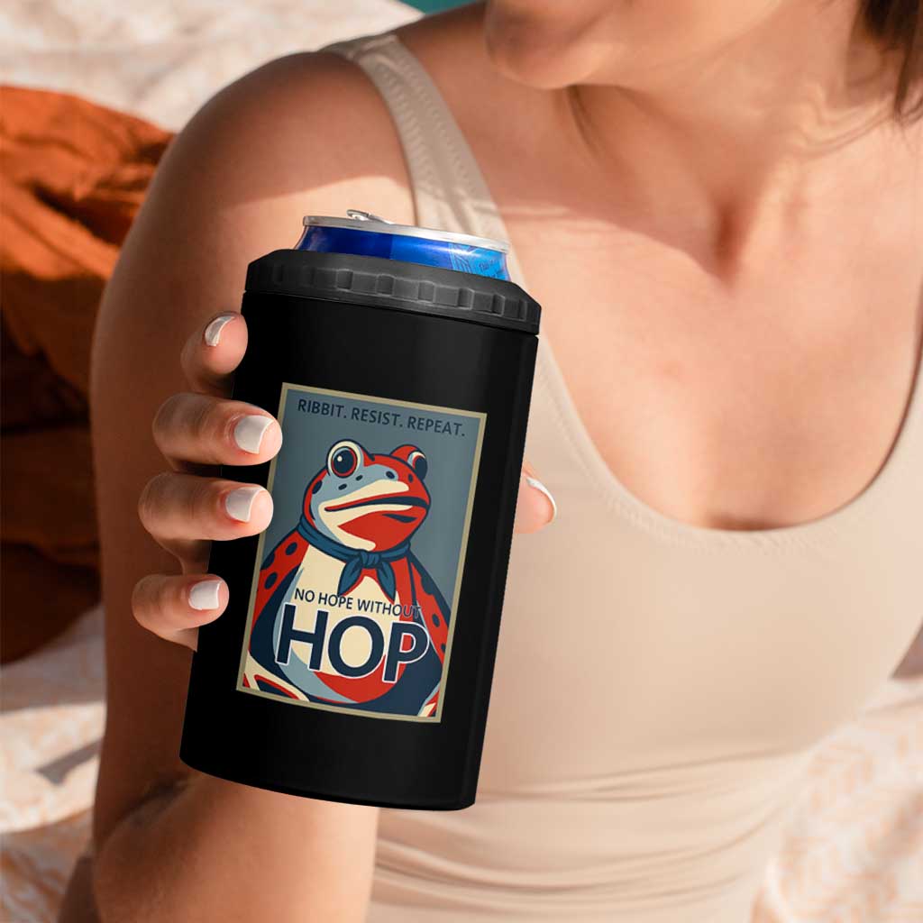 No Hope Without Hop 4 in 1 Can Cooler Tumbler Ribbit Resist Repeat Resistance Frog Protest Pop Art Graphic - Wonder Print Shop