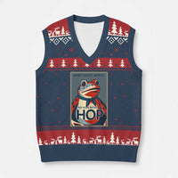 No Hope Without Hop V-Neck Knit Sweater Vest Ribbit Resist Repeat Resistance Frog Protest Pop Art Graphic - Wonder Print Shop