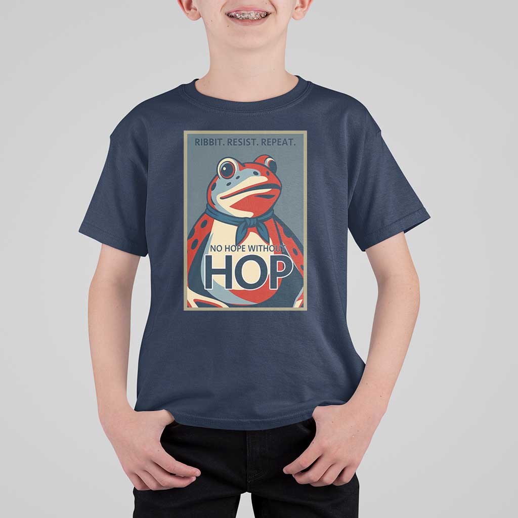 No Hope Without Hop T Shirt For Kid Ribbit Resist Repeat Resistance Frog Protest Pop Art Graphic - Wonder Print Shop