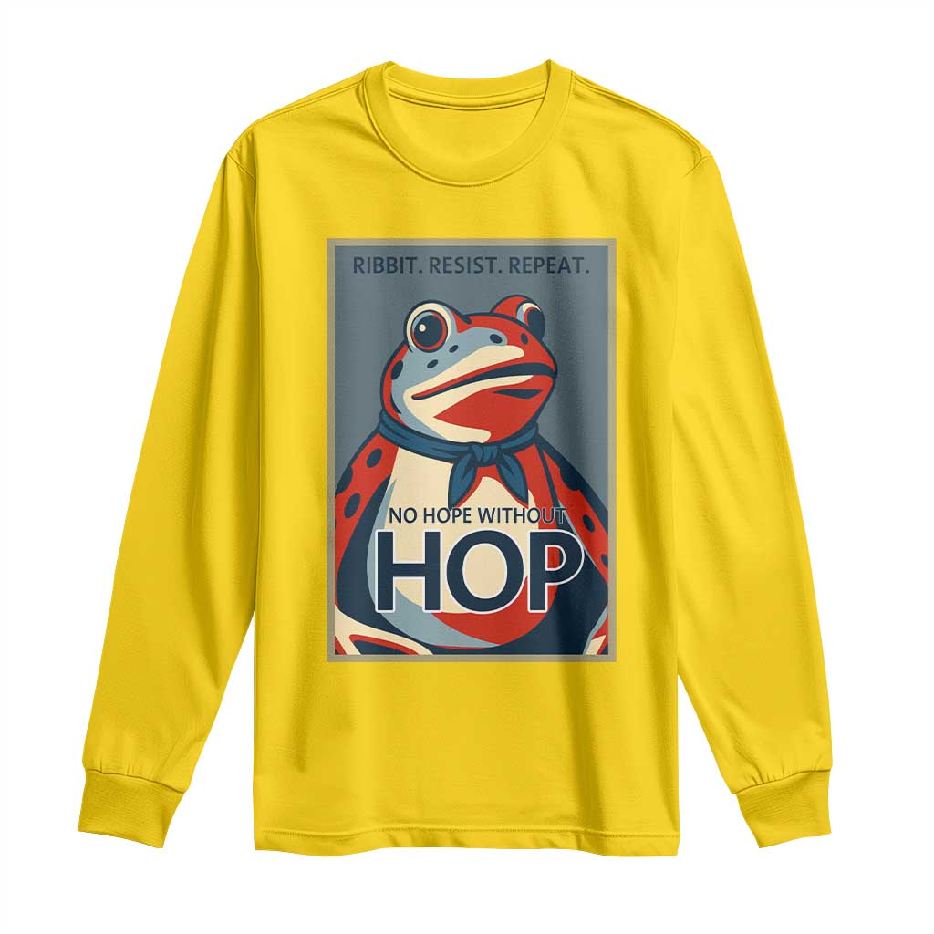No Hope Without Hop Long Sleeve Shirt Ribbit Resist Repeat Resistance Frog Protest Pop Art Graphic - Wonder Print Shop