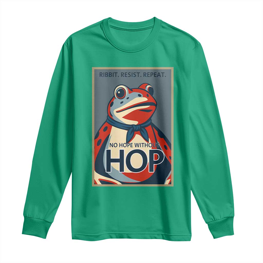 No Hope Without Hop Long Sleeve Shirt Ribbit Resist Repeat Resistance Frog Protest Pop Art Graphic - Wonder Print Shop