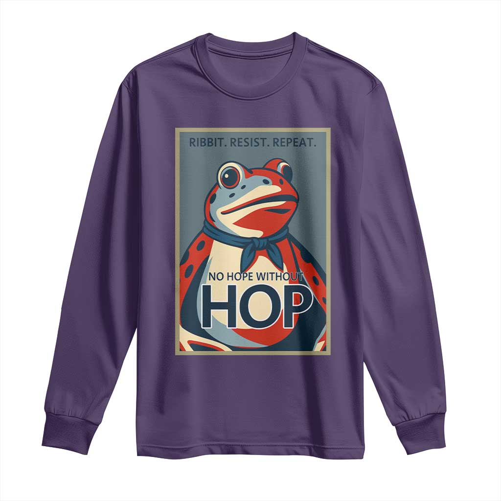 No Hope Without Hop Long Sleeve Shirt Ribbit Resist Repeat Resistance Frog Protest Pop Art Graphic - Wonder Print Shop