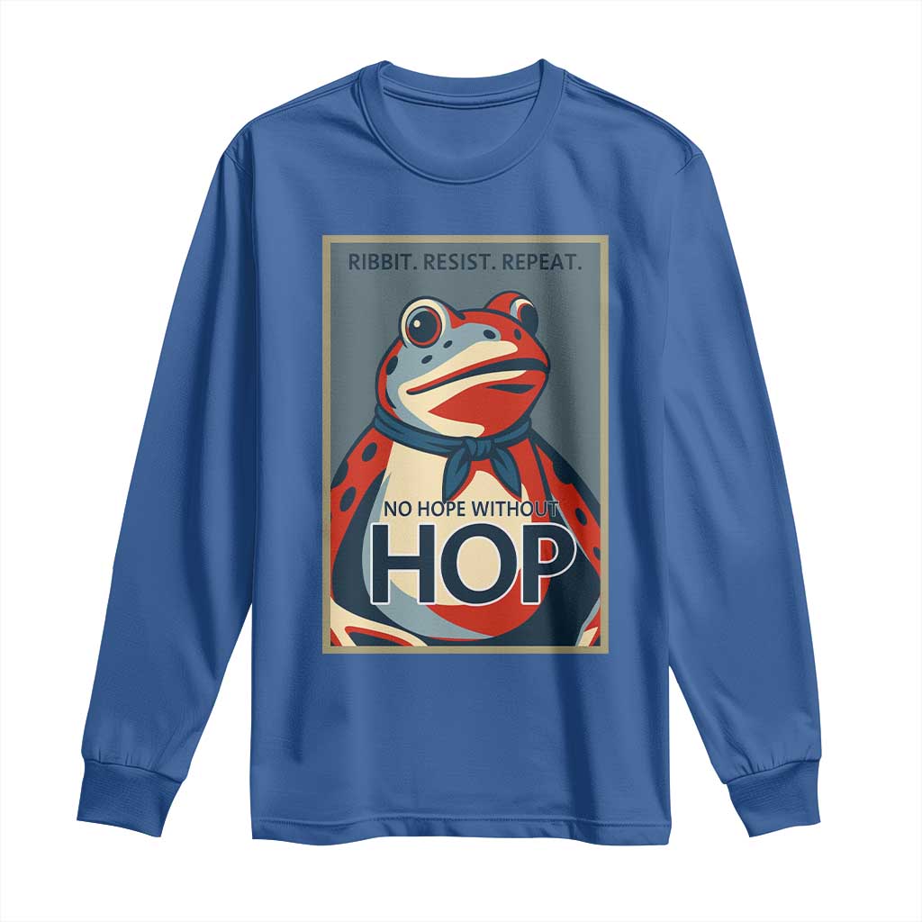 No Hope Without Hop Long Sleeve Shirt Ribbit Resist Repeat Resistance Frog Protest Pop Art Graphic - Wonder Print Shop