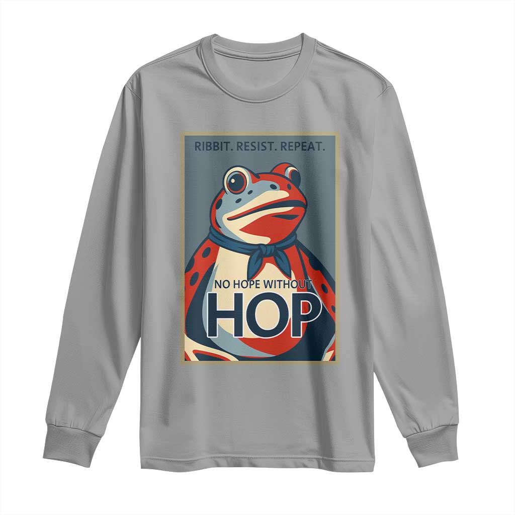 No Hope Without Hop Long Sleeve Shirt Ribbit Resist Repeat Resistance Frog Protest Pop Art Graphic - Wonder Print Shop