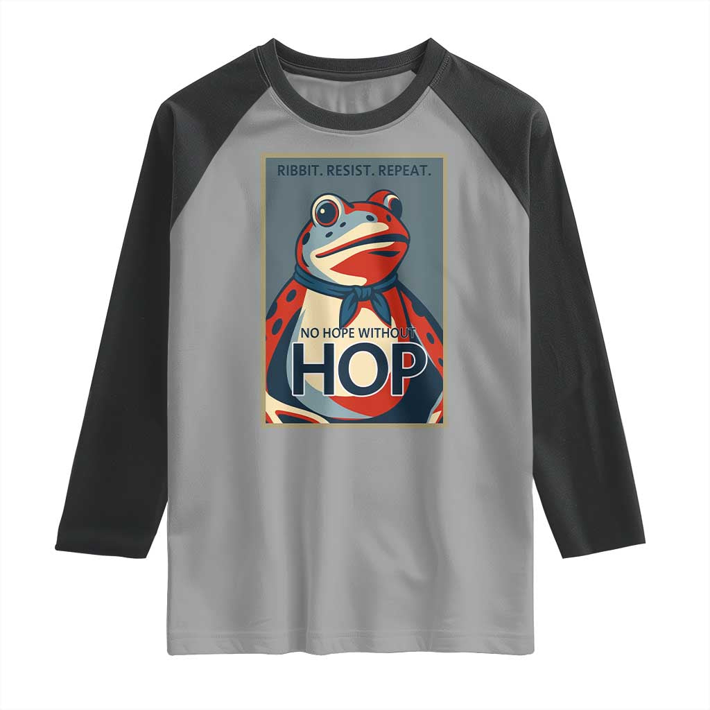 No Hope Without Hop Raglan Shirt Ribbit Resist Repeat Resistance Frog Protest Pop Art Graphic - Wonder Print Shop