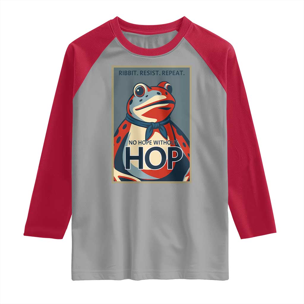 No Hope Without Hop Raglan Shirt Ribbit Resist Repeat Resistance Frog Protest Pop Art Graphic - Wonder Print Shop