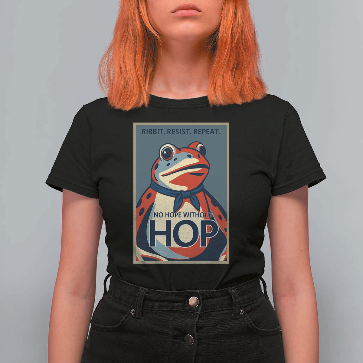 No Hope Without Hop T Shirt For Women Ribbit Resist Repeat Resistance Frog Protest Pop Art Graphic - Wonder Print Shop