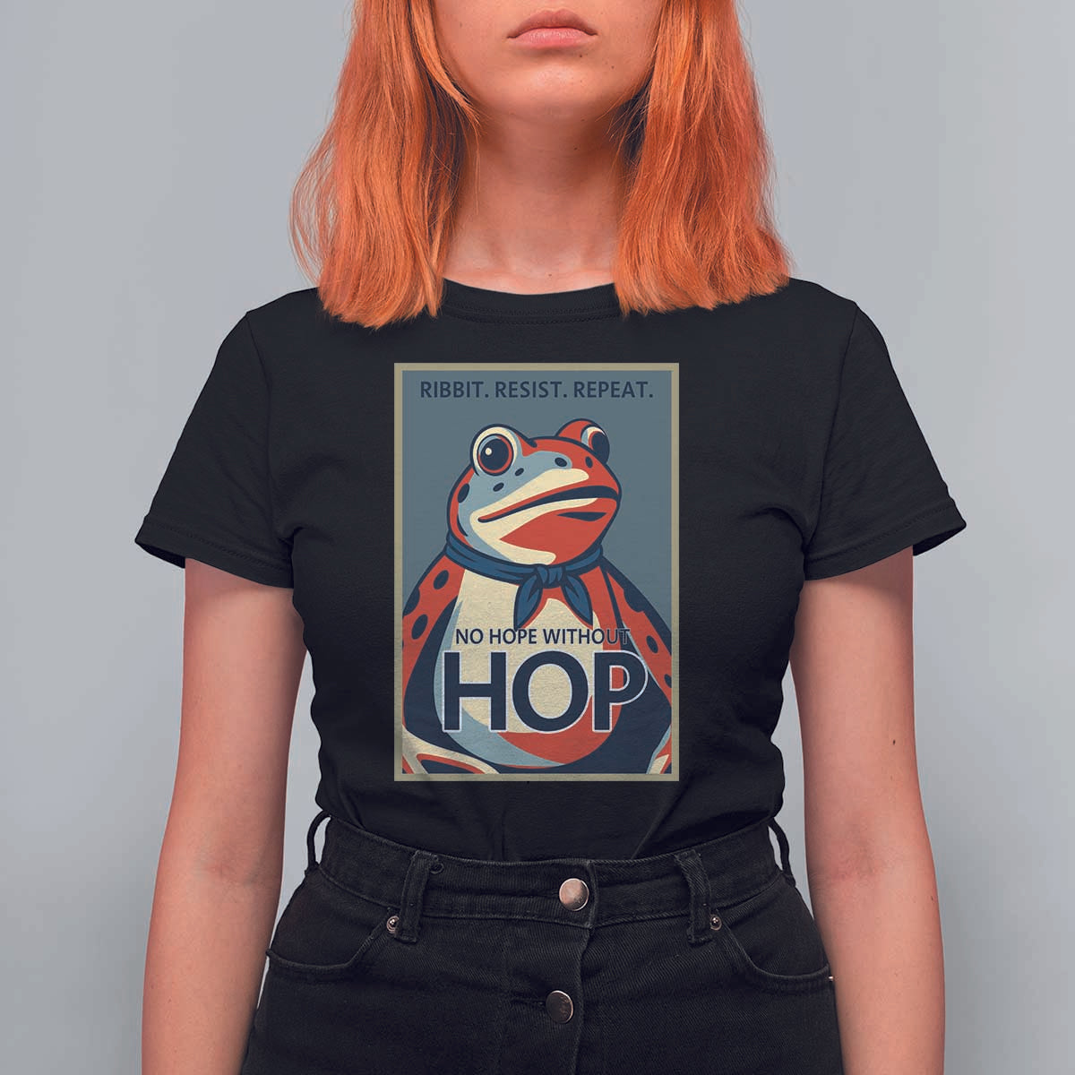 No Hope Without Hop T Shirt For Women Ribbit Resist Repeat Resistance Frog Protest Pop Art Graphic - Wonder Print Shop