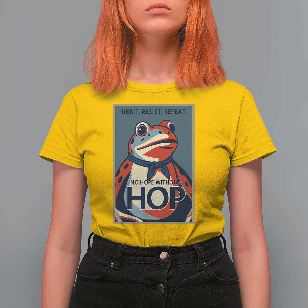 No Hope Without Hop T Shirt For Women Ribbit Resist Repeat Resistance Frog Protest Pop Art Graphic - Wonder Print Shop