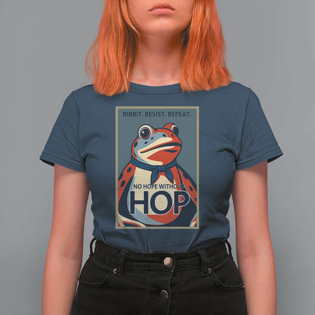 No Hope Without Hop T Shirt For Women Ribbit Resist Repeat Resistance Frog Protest Pop Art Graphic - Wonder Print Shop