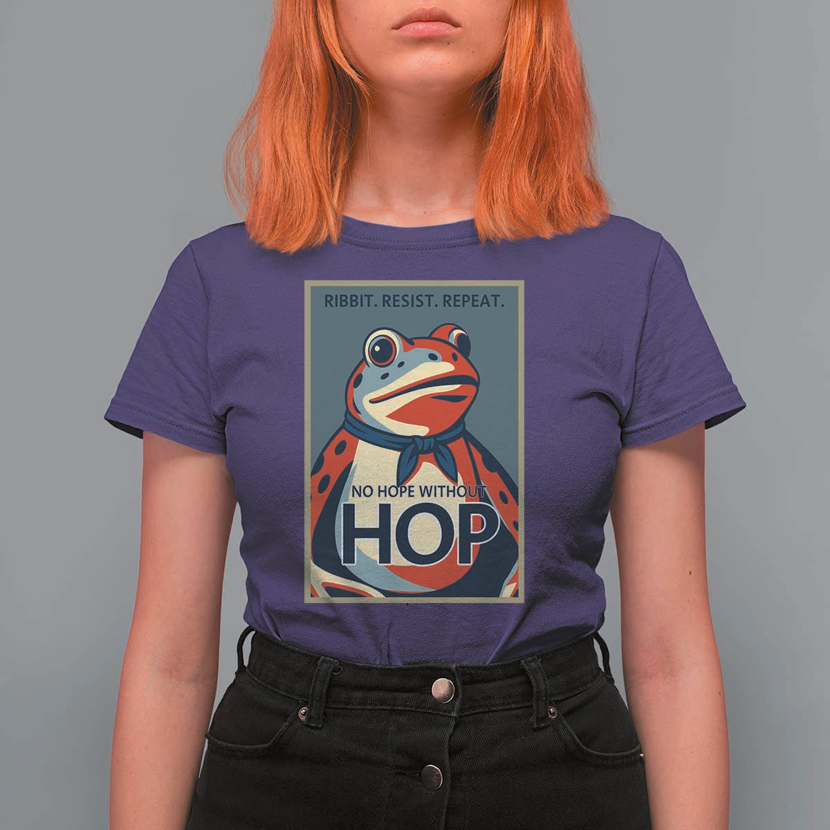 No Hope Without Hop T Shirt For Women Ribbit Resist Repeat Resistance Frog Protest Pop Art Graphic - Wonder Print Shop