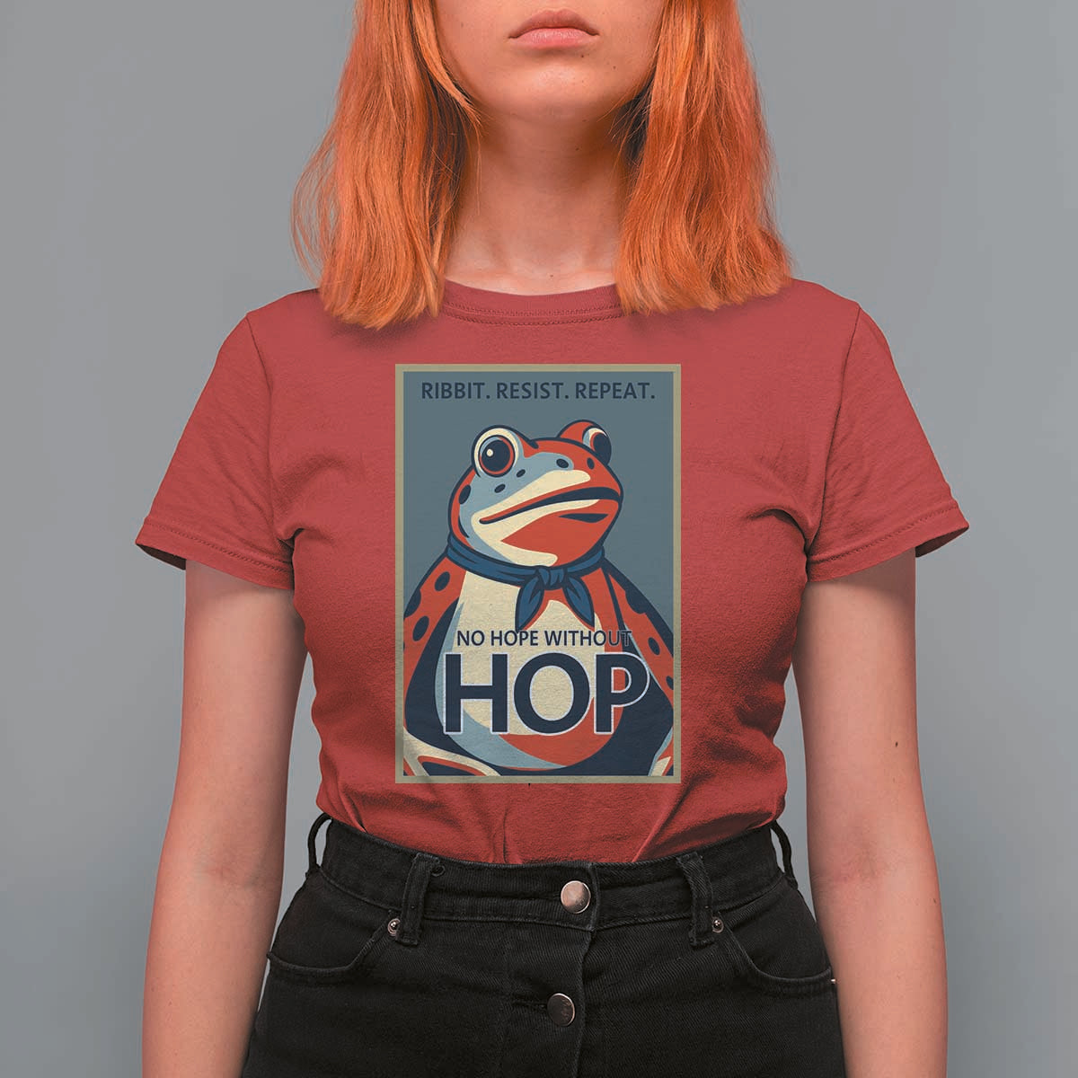 No Hope Without Hop T Shirt For Women Ribbit Resist Repeat Resistance Frog Protest Pop Art Graphic - Wonder Print Shop