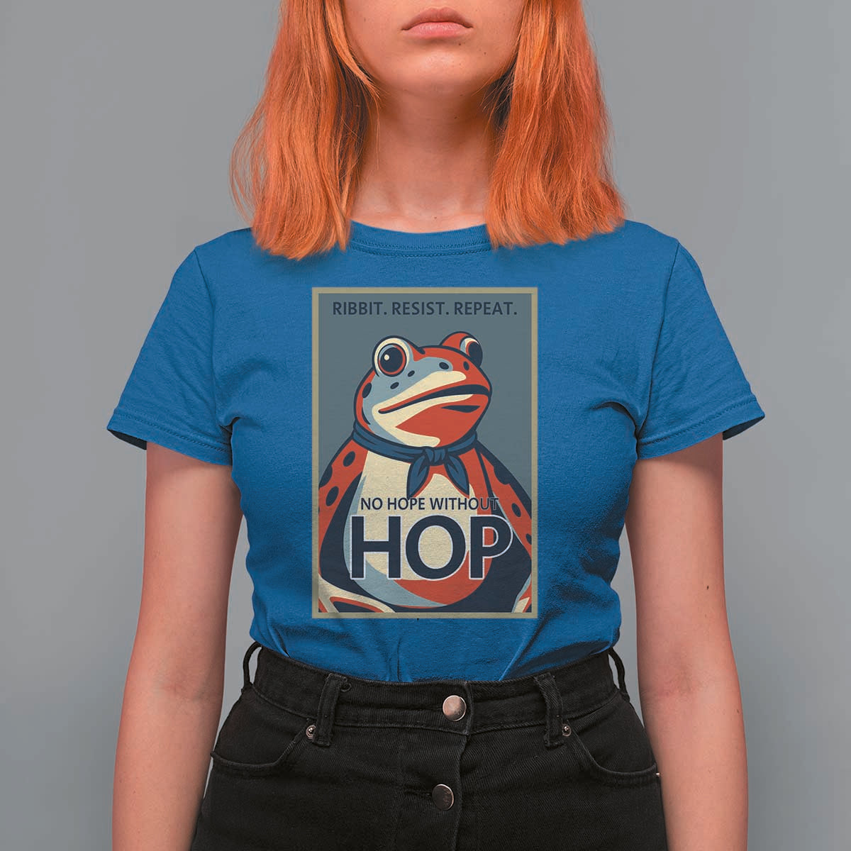 No Hope Without Hop T Shirt For Women Ribbit Resist Repeat Resistance Frog Protest Pop Art Graphic - Wonder Print Shop
