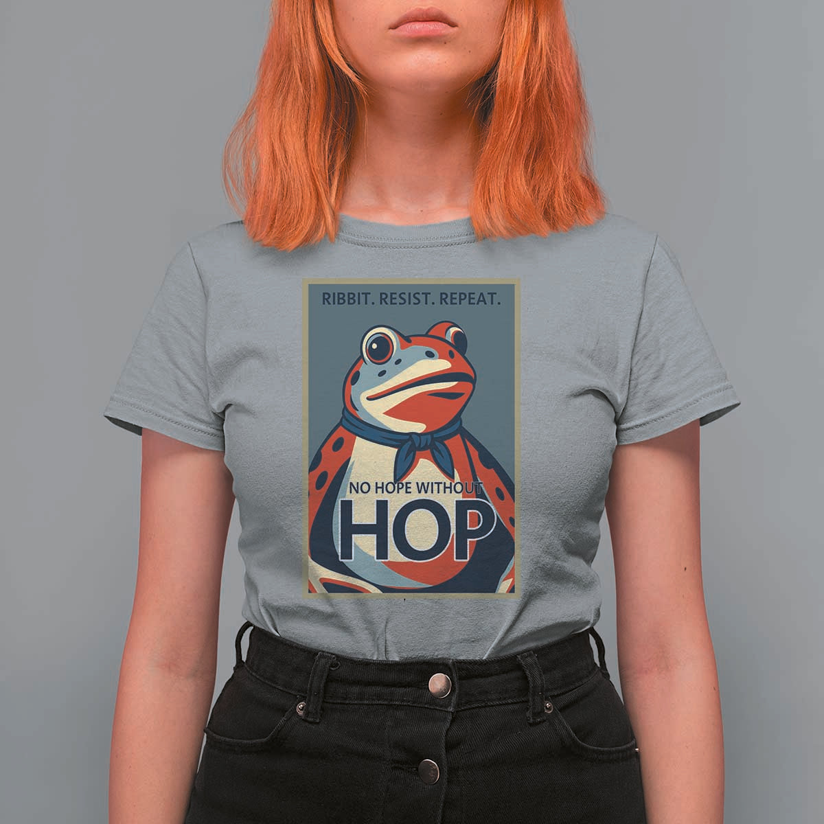 No Hope Without Hop T Shirt For Women Ribbit Resist Repeat Resistance Frog Protest Pop Art Graphic - Wonder Print Shop