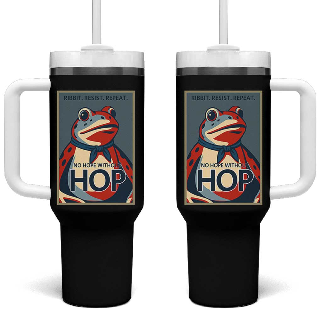 No Hope Without Hop Tumbler With Handle Ribbit Resist Repeat Resistance Frog Protest Pop Art Graphic - Wonder Print Shop