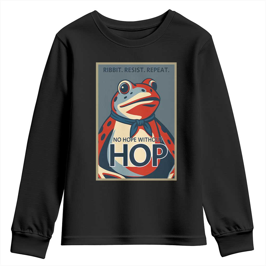 No Hope Without Hop Youth Sweatshirt Ribbit Resist Repeat Resistance Frog Protest Pop Art Graphic - Wonder Print Shop