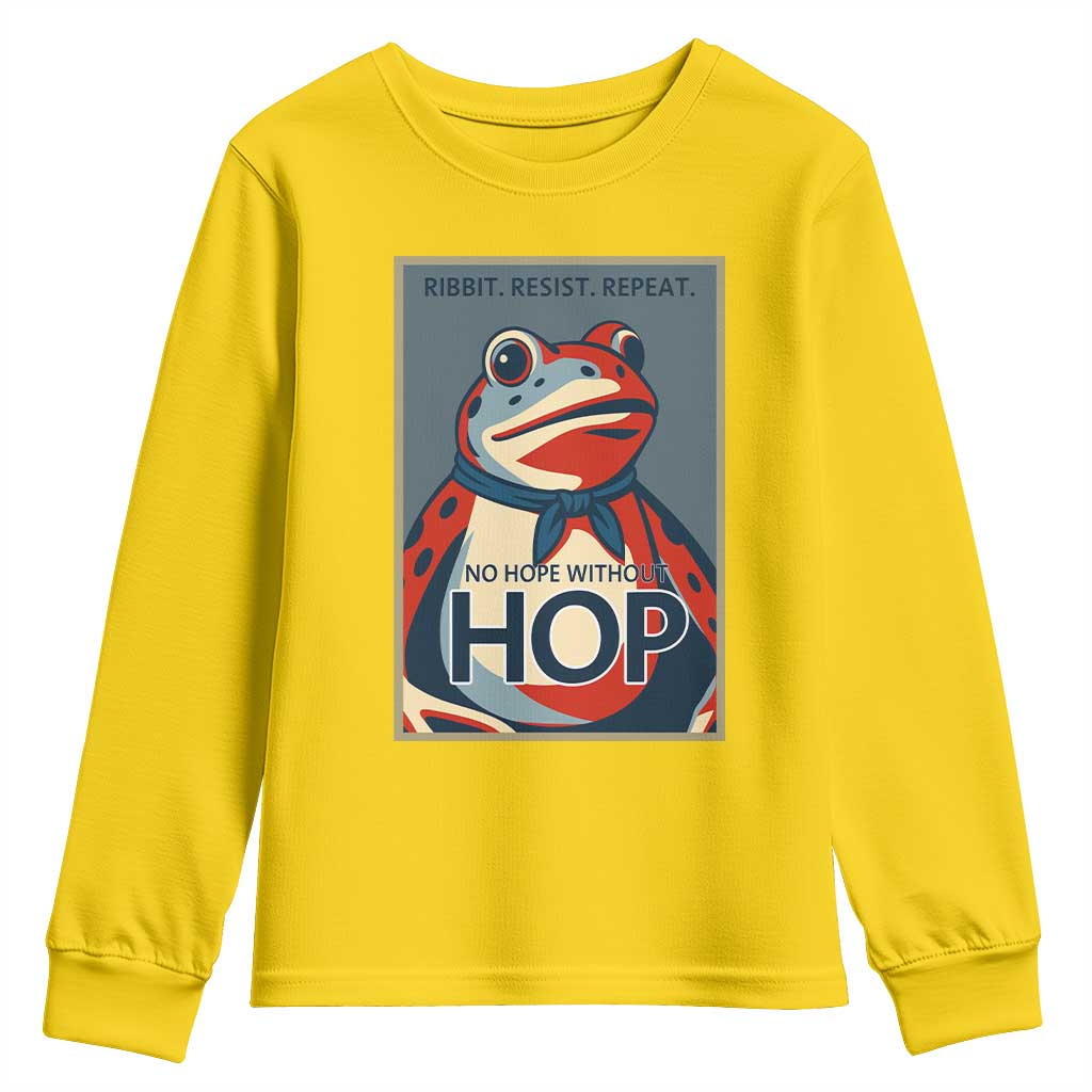 No Hope Without Hop Youth Sweatshirt Ribbit Resist Repeat Resistance Frog Protest Pop Art Graphic - Wonder Print Shop