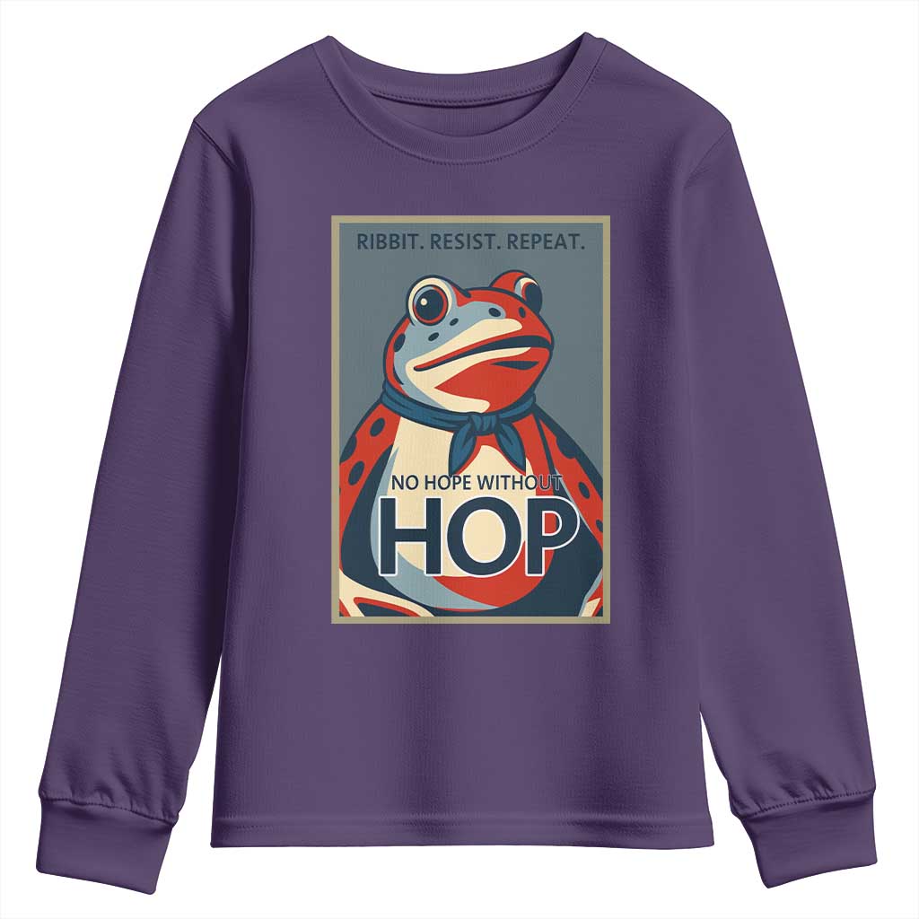 No Hope Without Hop Youth Sweatshirt Ribbit Resist Repeat Resistance Frog Protest Pop Art Graphic - Wonder Print Shop