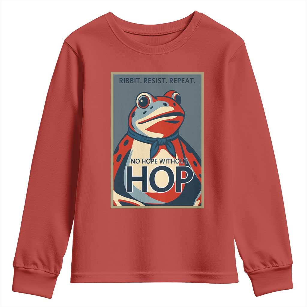 No Hope Without Hop Youth Sweatshirt Ribbit Resist Repeat Resistance Frog Protest Pop Art Graphic - Wonder Print Shop