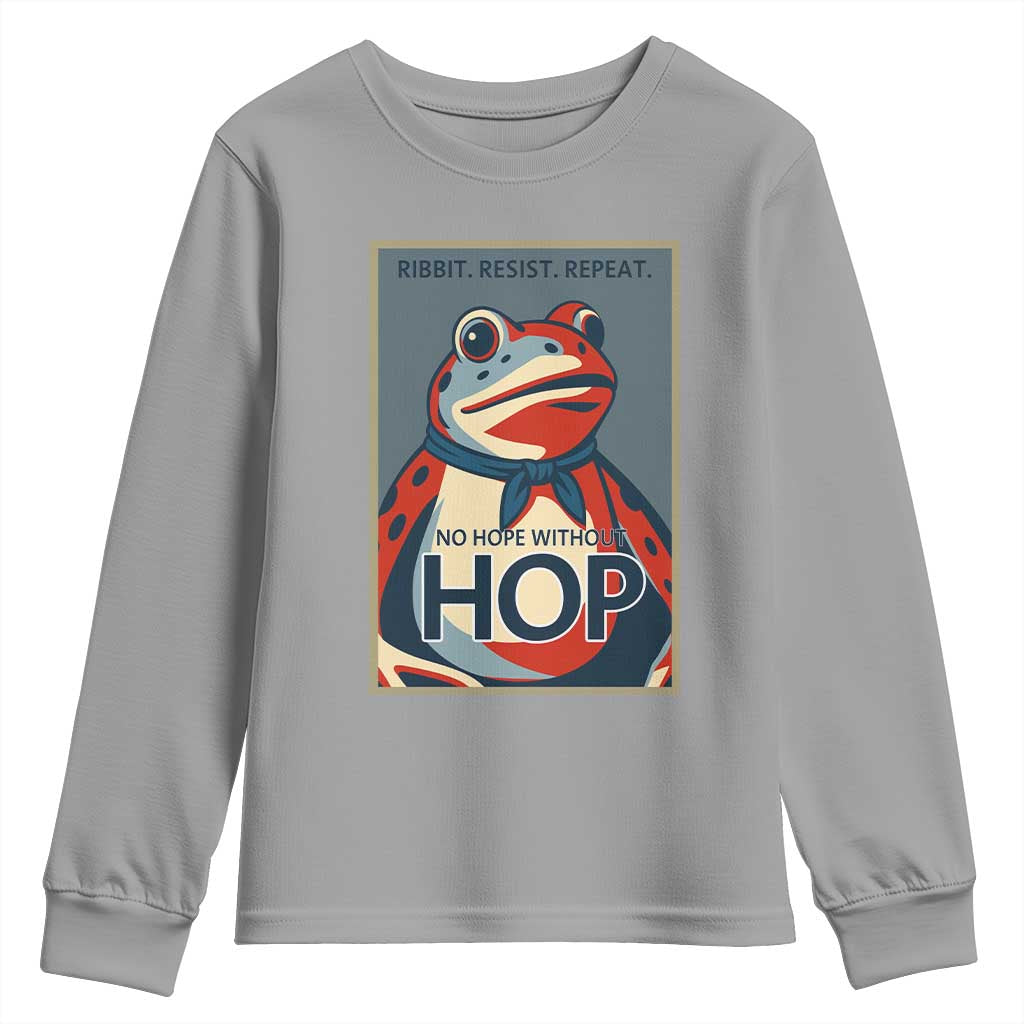 No Hope Without Hop Youth Sweatshirt Ribbit Resist Repeat Resistance Frog Protest Pop Art Graphic - Wonder Print Shop
