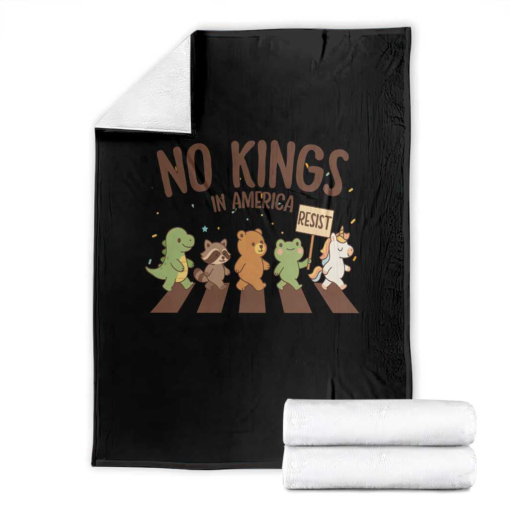 No Kings in America Throw Blanket Resist Protest Cute Animal Resistance March - Wonder Print Shop