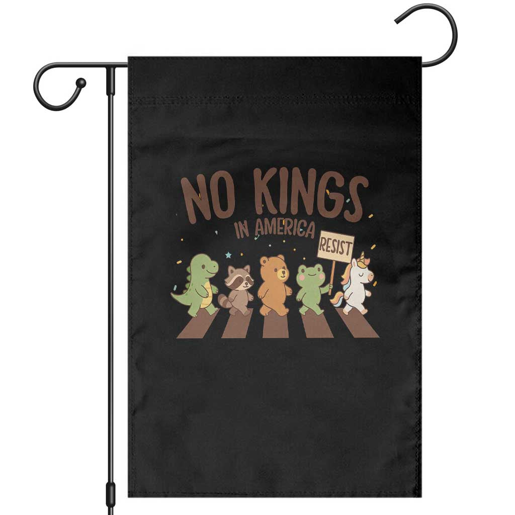 No Kings in America Garden Flag Resist Protest Cute Animal Resistance March - Wonder Print Shop