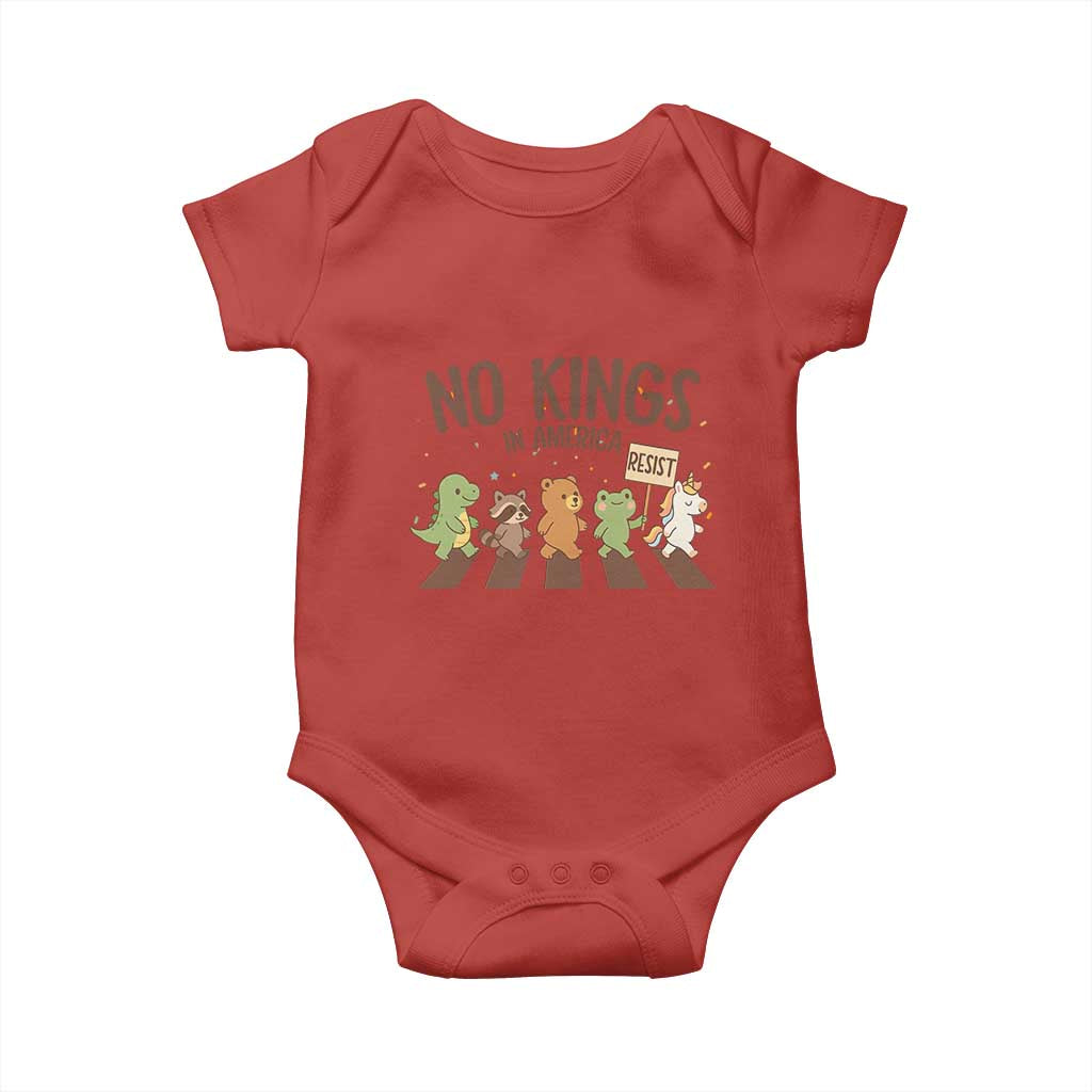 No Kings in America Baby Onesie Resist Protest Cute Animal Resistance March - Wonder Print Shop
