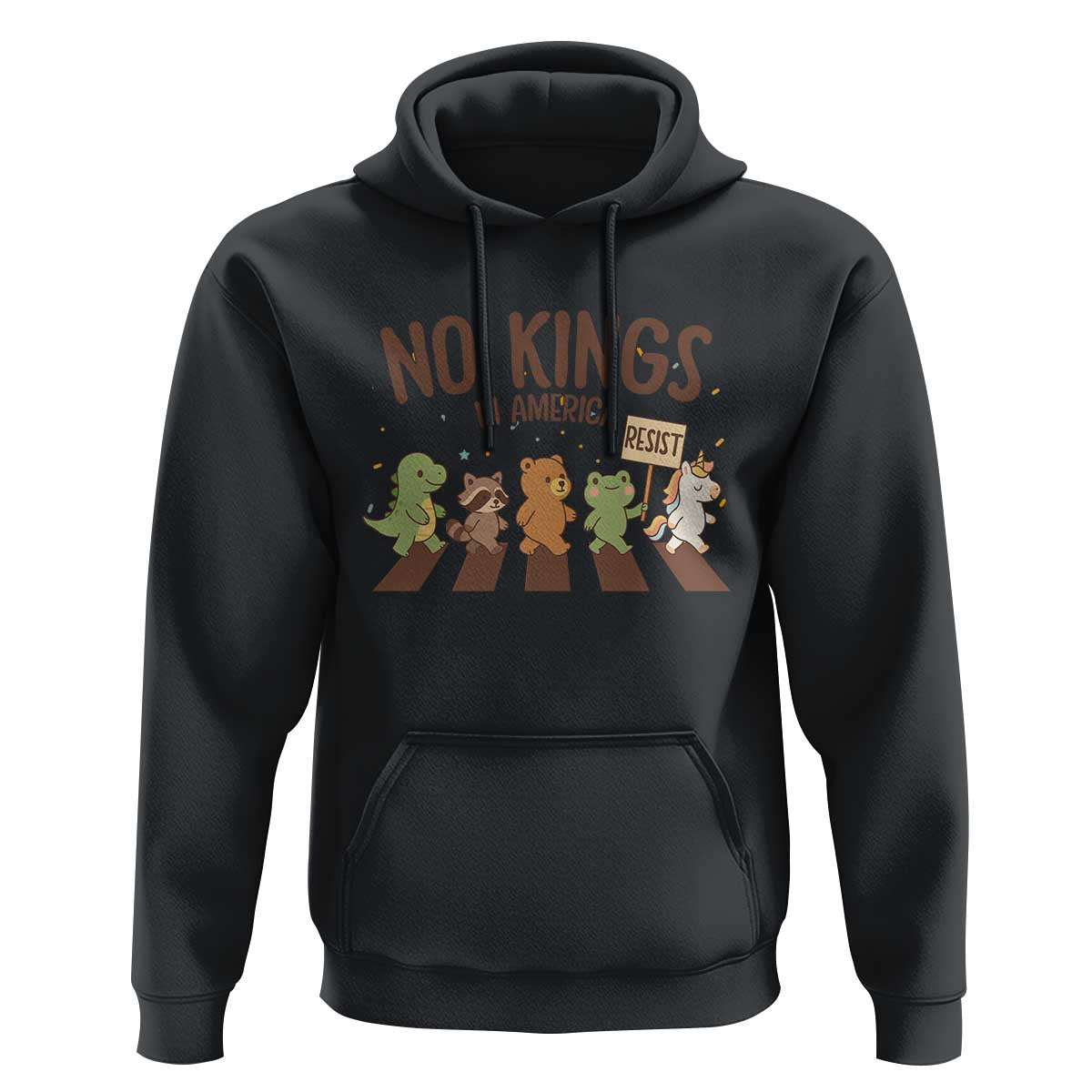 No Kings in America Hoodie Resist Protest Cute Animal Resistance March - Wonder Print Shop