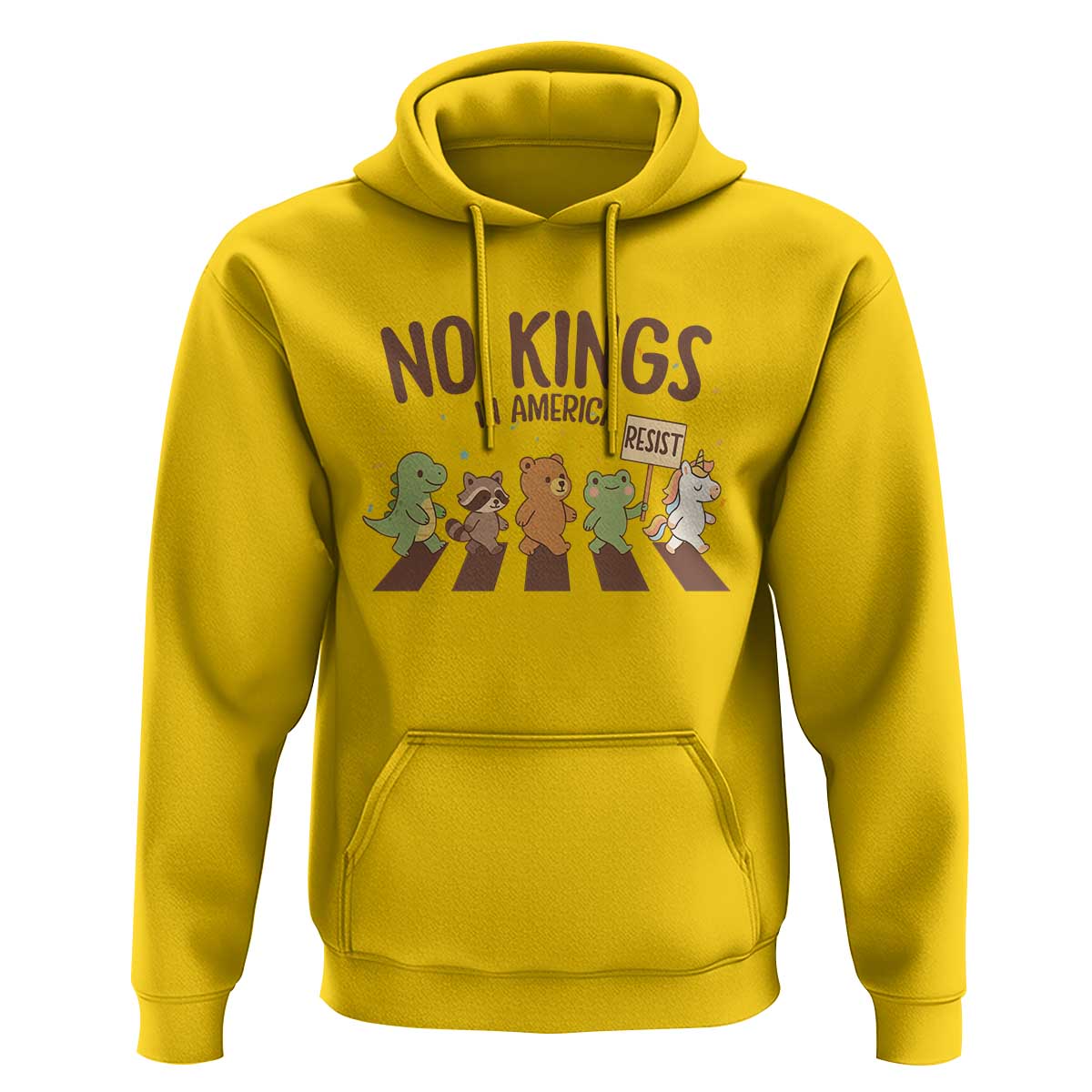 No Kings in America Hoodie Resist Protest Cute Animal Resistance March - Wonder Print Shop