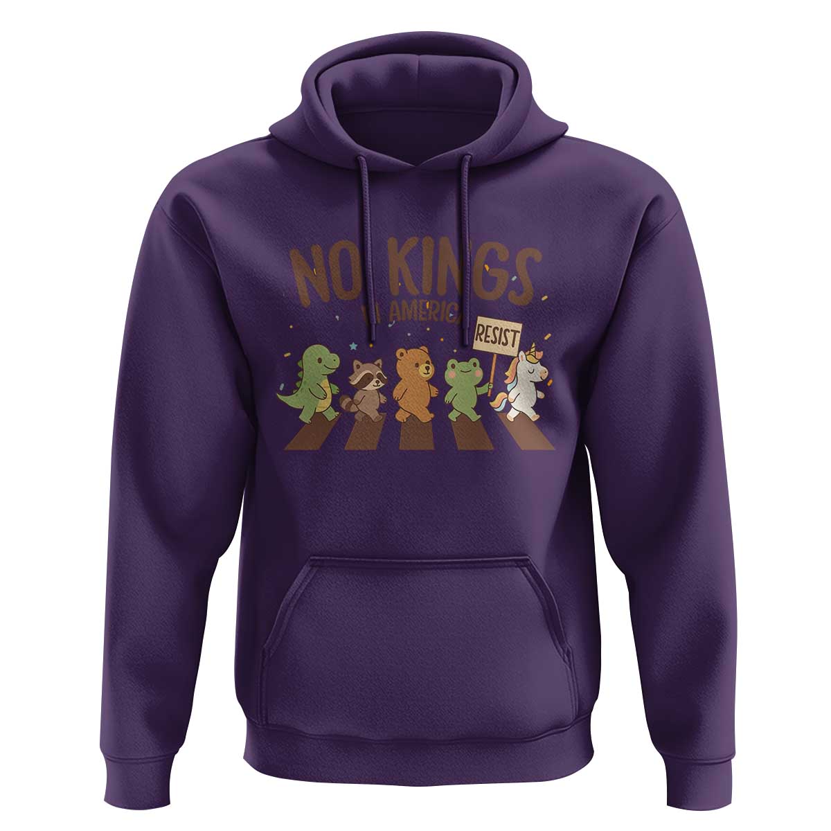 No Kings in America Hoodie Resist Protest Cute Animal Resistance March - Wonder Print Shop