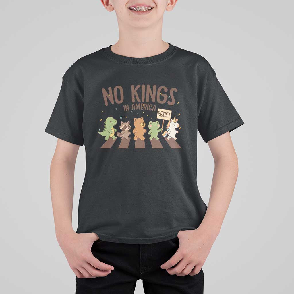 No Kings in America T Shirt For Kid Resist Protest Cute Animal Resistance March - Wonder Print Shop