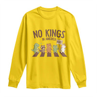 No Kings in America Long Sleeve Shirt Resist Protest Cute Animal Resistance March - Wonder Print Shop