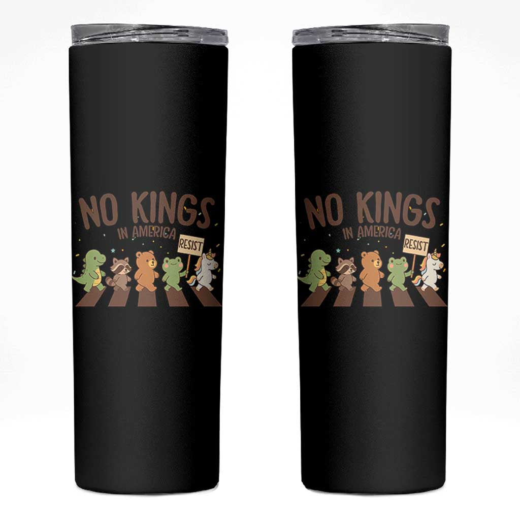 No Kings in America Skinny Tumbler Resist Protest Cute Animal Resistance March - Wonder Print Shop
