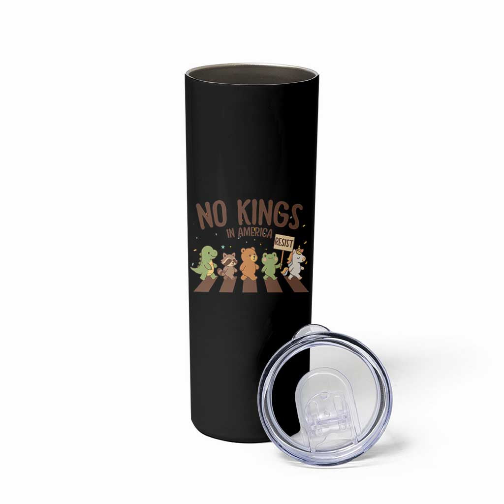 No Kings in America Skinny Tumbler Resist Protest Cute Animal Resistance March - Wonder Print Shop