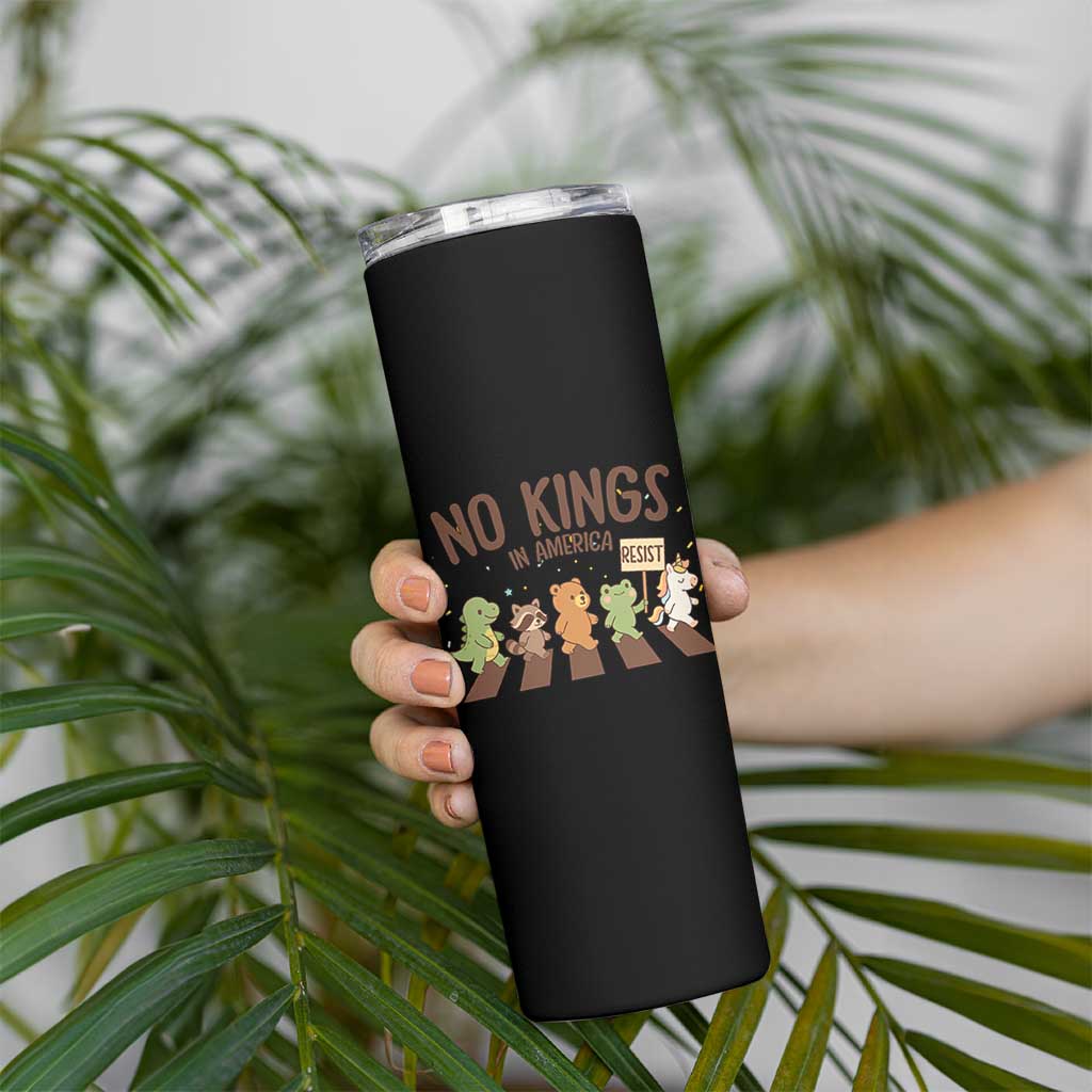 No Kings in America Skinny Tumbler Resist Protest Cute Animal Resistance March - Wonder Print Shop