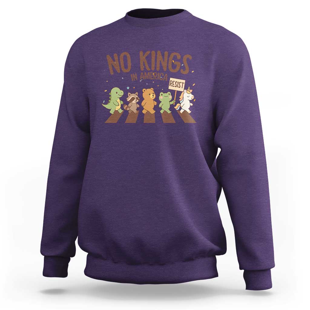 No Kings in America Sweatshirt Resist Protest Cute Animal Resistance March - Wonder Print Shop