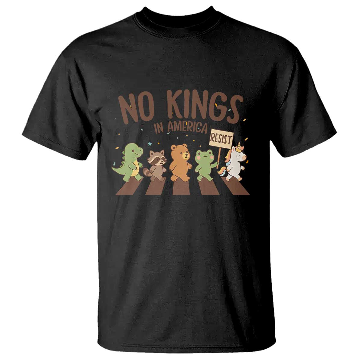 No Kings in America T Shirt Resist Protest Cute Animal Resistance March - Wonder Print Shop