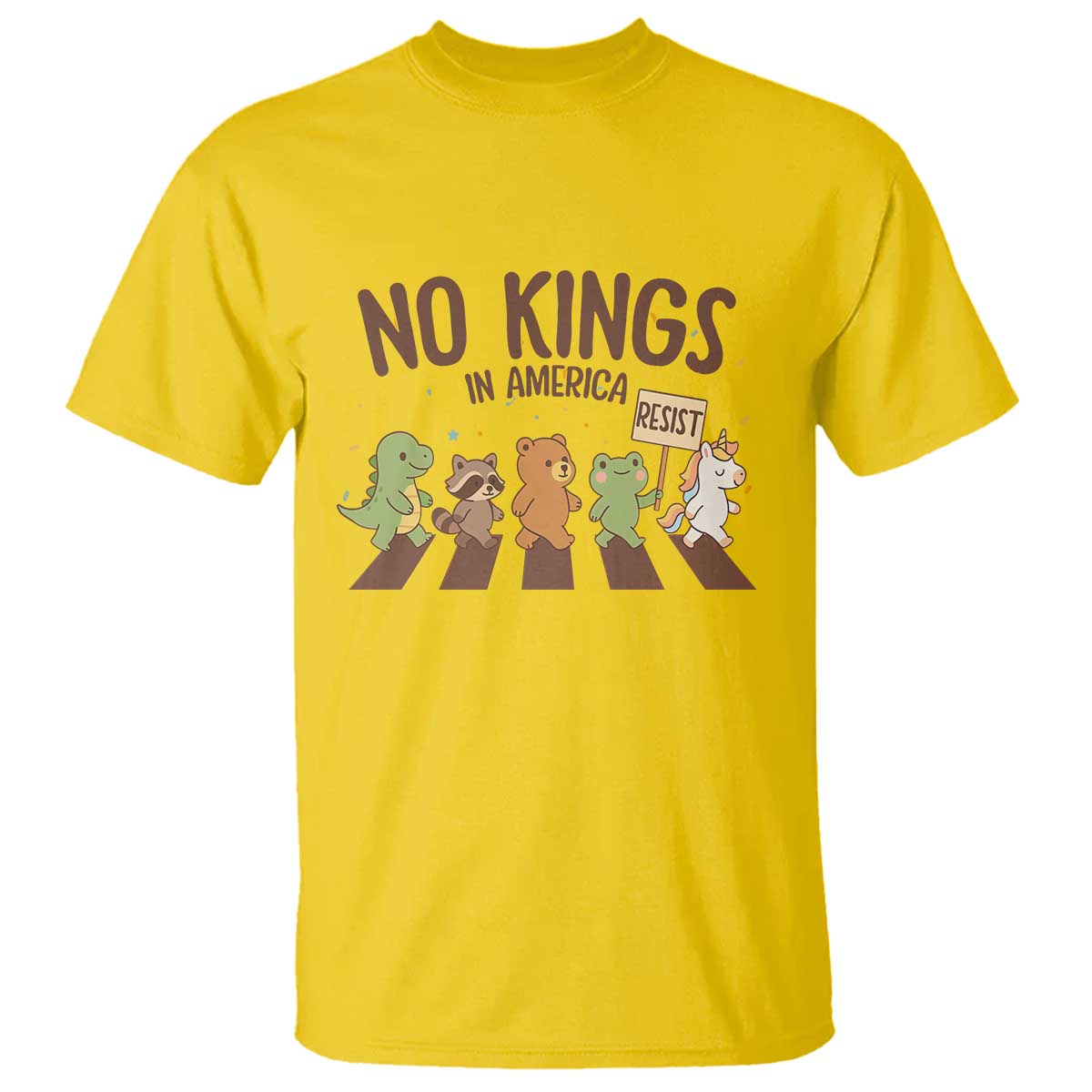 No Kings in America T Shirt Resist Protest Cute Animal Resistance March - Wonder Print Shop