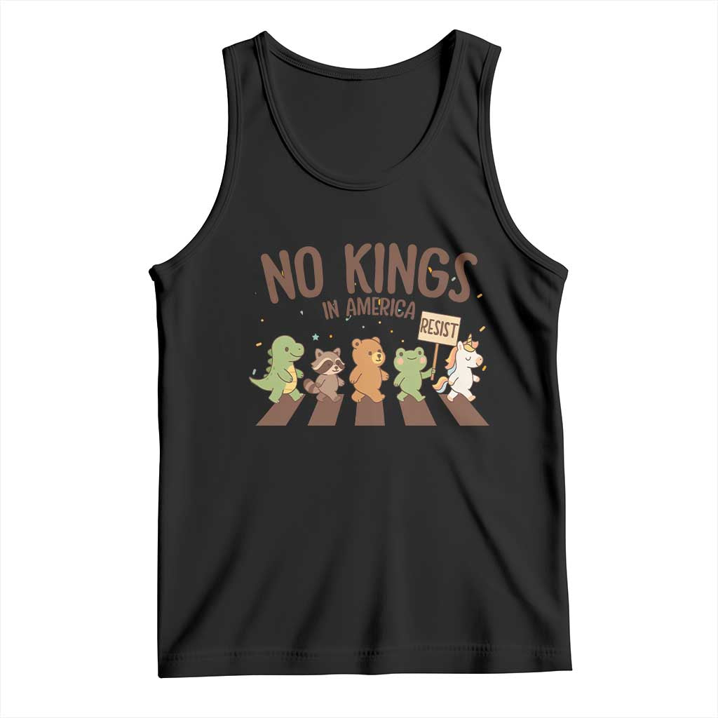 No Kings in America Tank Top Resist Protest Cute Animal Resistance March - Wonder Print Shop