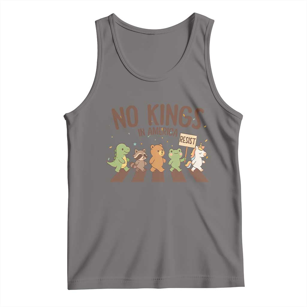 No Kings in America Tank Top Resist Protest Cute Animal Resistance March - Wonder Print Shop