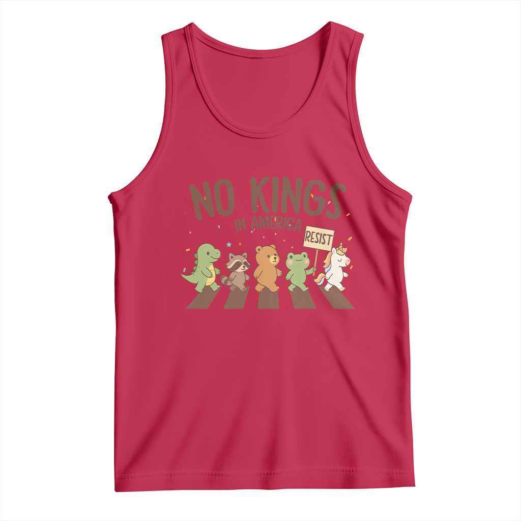 No Kings in America Tank Top Resist Protest Cute Animal Resistance March - Wonder Print Shop