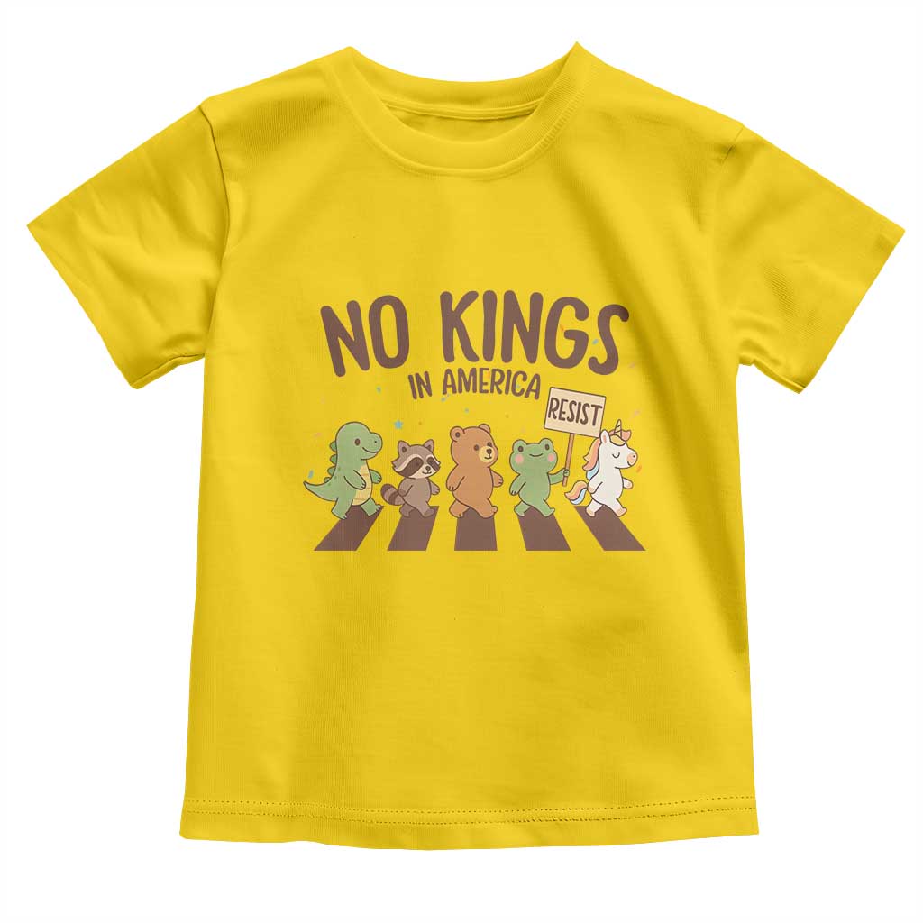 No Kings in America Toddler T Shirt Resist Protest Cute Animal Resistance March - Wonder Print Shop