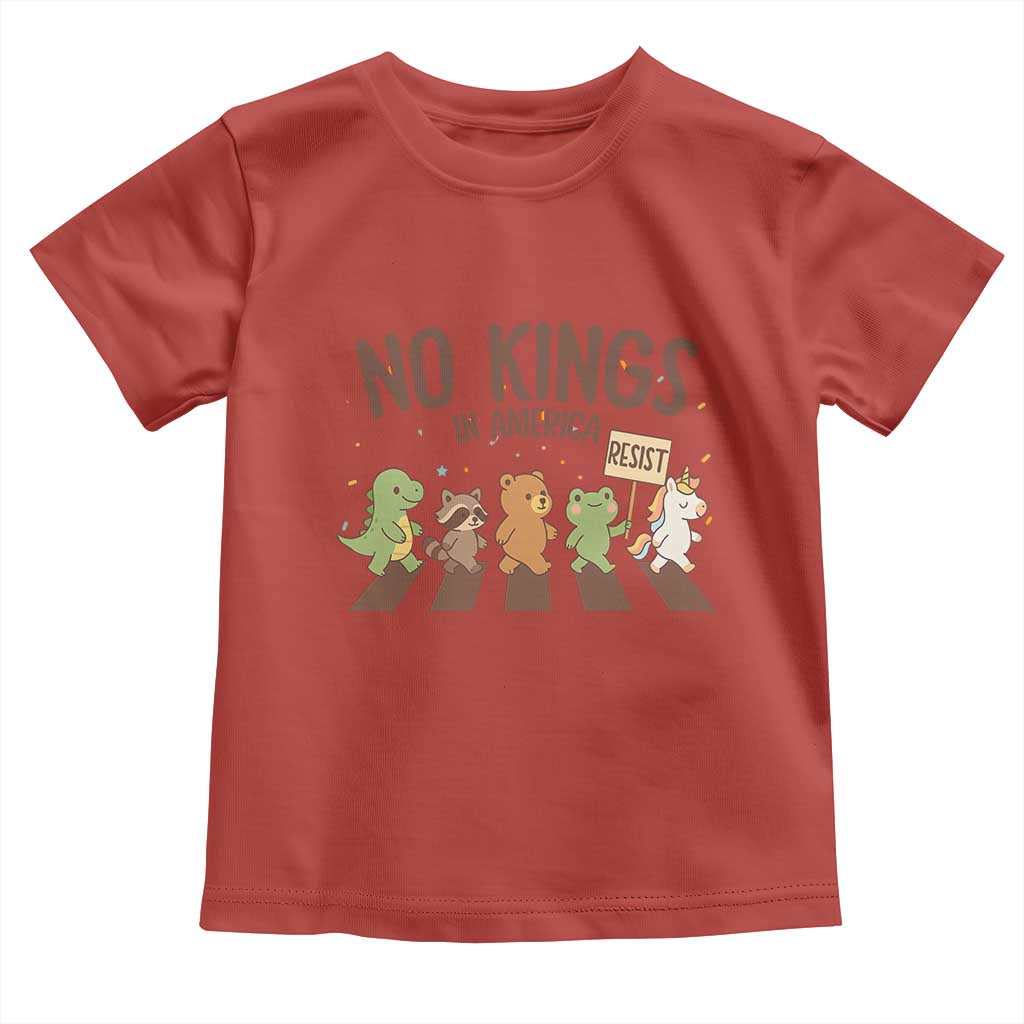 No Kings in America Toddler T Shirt Resist Protest Cute Animal Resistance March - Wonder Print Shop